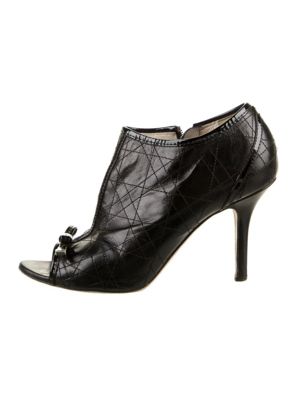 Elegant Christian Dior Cannage Peep Toe Booties